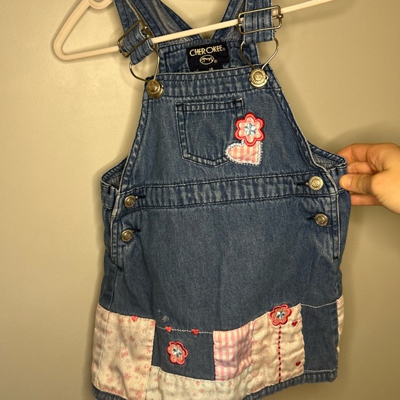 FREE with purchase- Cherokee Kids Blue Overalls with Pink Floral Details - Picture 6 of 16